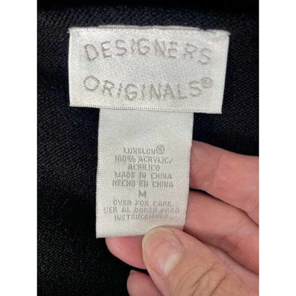 Designers Original * Full Zip Sweater Black Faux Fur Collar Women's Size Med - Picture 10 of 10